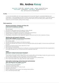 Below is a list of elements that a curriculum vitae might include. Environmental Research Assistant Resume Sample Kickresume