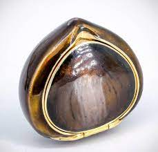 Enamel Gold Chestnut Pill Box Gold Enamel Gold Pill