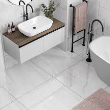 Comet Light Grey Marble Effect Gloss Wall And Floor Tile 300mm X 600mm In 2020 Small Bathroom Tiles Light Grey Bathrooms Bathroom Floor Tiles