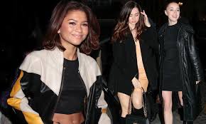 Zendaya flashes her toned midriff in crop top and colorful jacket at Louis  Vuitton after party 