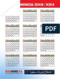 Kalender jawa atau penanggalan jawa ialah sistem penanggalan yang dipakai oleh kesultanan mataram dan kerajaan pecahannya. Kalender Indonesia 2014 Masehi 1435 Hijriyah Pdf