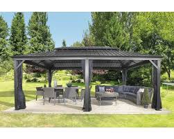 Pavillon Sojag Messina 12x20 588x353 Cm Anthrazit Terassenideen Pavillon Seitenteile Und Pergola Beleuchtung