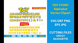 Full alphabet in png images available here Toy Story Alphabet Vector Clipart Svg Png Disney Pixar Movie Full Letters Number Silhouette Cricut Youtube