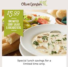 2 olive garden holiday hours and general hours of operation. Free Is My Life Coupon Olive Garden Unlimited Soup Salad Breadsticks For 5 99 Ends 10 21