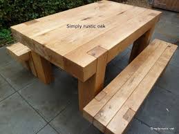 Rustic Oak Beam Garden Table 2 Holztisch Garten Rustikale Mobel Gartentisch