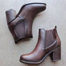 Black Booties With Brown Heel Final Sale Chunky Heel Vegan Leather Chelsea Boots In Dark Brown Brown Chelsea Boots Dark Brown Chelsea Boots Boots