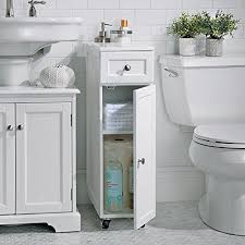 Modern White Slim Spacesaver Rolling Portable Bathroom St Https Smile Amazon Com Dp B Portable Bathroom Small Bathroom Sink Cabinet Small Bathroom Storage