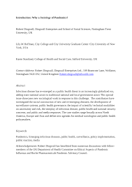 Pdf Introduction Why A Sociology Of Pandemics