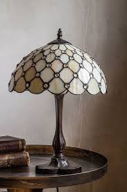 Tiffany lamps & lamp shades : Cream Jewelled Art Deco Tiffany Lamp Rockett St George