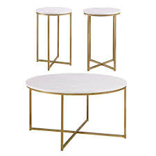 Many different kinds of coffee tables are available at walmart.com, including table sets with matching end tables for a chic, coordinated look. Manor Park 3 Piece Mid Century Modern Coffee Table Set Marble Gold Walmart Com Mid Century Modern Coffee Table Coffee Table Coffee Table Setting