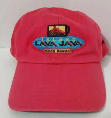 Kona Hawaii Island Lava Java Hat Cap Embroidered Red Cotton Unbranded Baseballcap Casual Vintage Trucker Hats Hawaiian Print Shirts Kona Hawaii