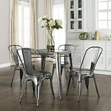 Crosley Galvanized Amelia 5 Piece Metal Cafe Dining Set Kd522001ga Crosley Radio Mid Century Style Dining Table Dining Room Sets Kitchen Table Chairs