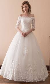In Stock Wonderful Tulle Off The Shoulder Neckline 3 4 Length Sleeves A Line Wedding Dress With Lace Wedding Dresses Lace Perfect Wedding Dress Wedding Dresses
