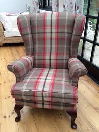Parker Knoll 720 Wingback Professional Reupholstered Balmoral Fabric Rosso Tartan Furniture Sofa Handmade Furniture