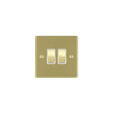 A 3 gang reeded dome switch finished in our antique satin brass. Hamilton Litestat 2g 2 Way Rocker Switches Satin Brass Downlights Direct
