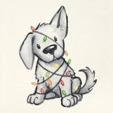 Cute Puppy Dog Wrapped In Christmas Tree Lights Hand Painted And Drawn Watercol Christmas Illustration Rysunki Zwierzat Slodkie Rysunki Disneyowskie Rysunki