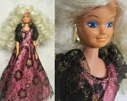 1987 Totsy Doll Blonde Sandi Totsy Black Lace Gown Totsy Magic Moments 80s  Barbie Clone Fashion Doll