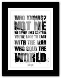 David Bowie The Man Who Sold The World Song Lyrics Poster Art Print Song Lyric Posters Lyric Poster The World Song
