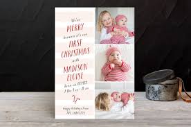 A christmas card is a greeting card sent as part of the traditional celebration of christmas in order to convey between people a range of sentiments related to christmastide and the holiday season. 2015 Holiday Card Collection For Minted Merry First Christmas Banter And Charm
