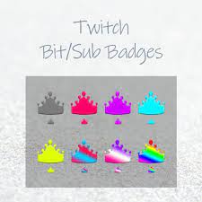 Twitch Bit Sub Badges Premade Crowns Cheer Subscriber Etsy Twitch Bits Badge Twitch