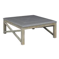 Leather coffee table tufted top sofa stores bay. Wallace Bay Jennings 42 Square Coffee Table With Faux Leather Top In Gray Walmart Com Walmart Com