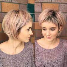 rose gold layered bob trendfrisuren kurzhaarschnitt frisuren