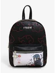 The front zipper pocket has a rainbow with a large mickey mouse head. Naruto Shippuden Itachi Akatsuki Mini Backpack