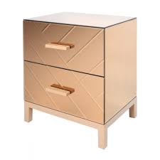 Ava 2 Drawer Geometric Mirror Bedside Table Copper Jack Stonehouse Loved my copper side tables.