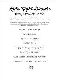 Late Night Diapers Baby Shower Game Baby Shower Diapers Late Night Diapers Baby Shower Games