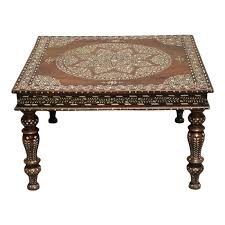 Wood And Bone Inlay Table In 2020 Bone Inlay Table Bone Inlay Painted Side Tables