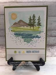 Diese besondere selbstgebastelte karte zum 70. 25 Geburtstagskarte Alles Gute Zum Geburtstag Handgemachte Karte Strand Kiefern Berge Natur Stampin Up Wat Karten Handgemacht Handgemachte Karte Grusskarten Handgefertigt