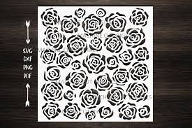 Floral pattern stock photos and images. Floral Roses Square Pattern Stencil Svg Dxf Laser Cut File Template By Kartcreation Thehungryjpeg Com