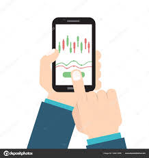 Businessman Hold Smartphone Candlestick Chart App Vector