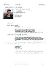 This curriculum vitae template uses a table style format, with the section headings on the left si. Armen Sahakyan Europass Format Cv