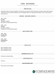 This example of cv is available for free download in word format. Cv Template With Grey Headers Ms Word Resume Template Cvtemplatemaster Com