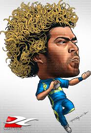 Lasith Malinga's Carricature, done for a Newspaper; "Helabima" (UK