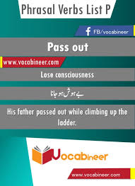 Pass Out Phrasal Verb With Hindi And Urdu Meanings And Sentence Download Pdf Verbs List Verb List