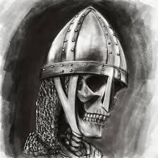 Alexander Iskandersky Skull In Viking Helmet 963x1024 viking helmet, crossed viking axes and in a wreath. alexander iskandersky skull in viking