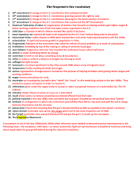 The Progressive Era Vocabulary
