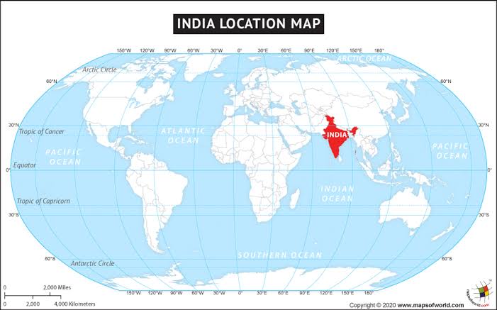 Tropic of cancer and standard meridian passing through Indian States