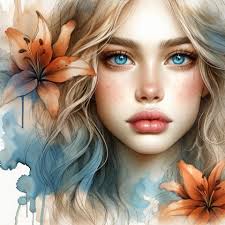Digital illustration of a stylized young girl with exaggerated features