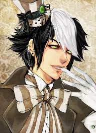 So i'm doing a three angel collection michael with black hair blue eyes and a sweet smile, pink and white rhododendron flowers to represent him. Anime 837416 Green Eyes Anime Black And White Hair And Anime Boy On Favim Com