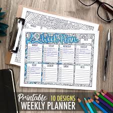 Week Planner 10 Pack Sarah Renae Clark Coloring Book Artist And Designer Weekly Planner Design Weekly Planner Weekly Planner Printable