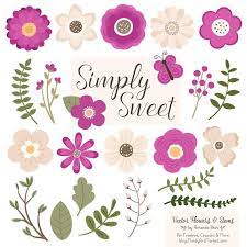 Cute Flowers Clipart In Fuchsia Fuchsia Vector Flowers Etsy In 2021 Vector Flowers Flower Clipart Simple Flower Design