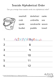 2 write these words in alphabetical order. Seaside Alphabetical Order 2