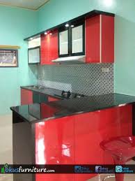 Kitchen Set Merah Hitam Dekorasi Dapur Dapur Lemari