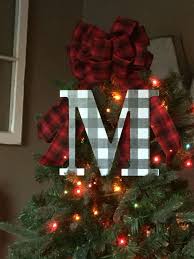 Black And White Buffalo Plaid Christmas White And Black Buffalo Check Plaid Christmas Tree Topper Christmas Decorations Rustic Tree Rustic Christmas Tree Christmas Monogram