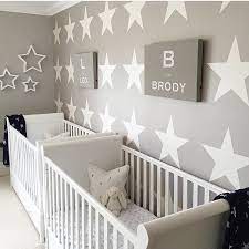 Decor For Kids On Instagram This Star Themed Twin Nursery Is Adorable Thanks For The Tag Hesellicdesign Twin Baby Rooms Nursery Twins Baby Room Themes