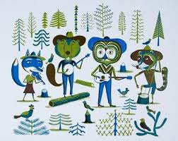 Animal Band Poster Banjo Gifts Old Time Music Letterpress Etsy Letterpress Poster Country Music Art Letterpress