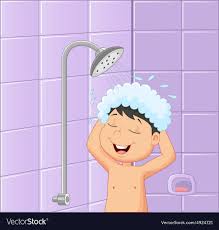 Boy In A Bath Room Taking A Shower Vector Image On Vectorstock In 2020 Take A Shower Vector Illustration Free Vector Art